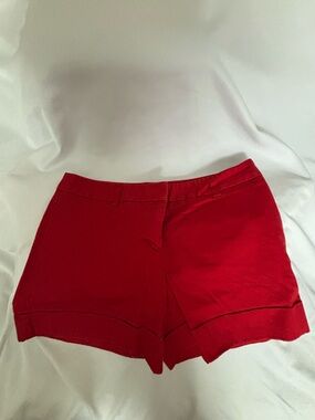 Express High-Waist Red Cotton Blend Shorts